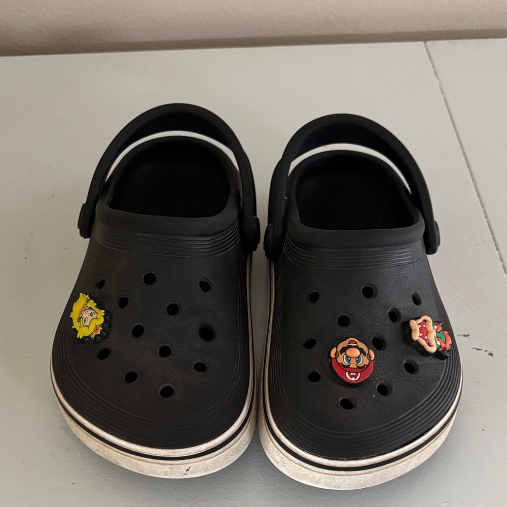 CROCS Kids Black Clogs with Character Jibbitz